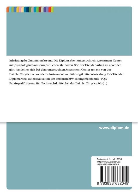 Produktbild: Evaluation der Personalentwicklungsma&szlig;nahme "PQN - Praxisqualifizierung f&uuml;r Nachwuchskr&auml;fte" bei der DaimlerChrysler AG