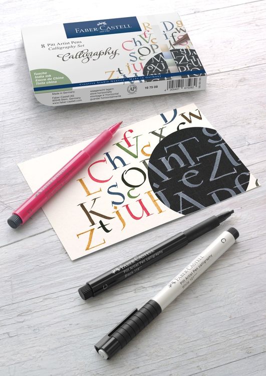 Produktbild: Faber-Castell Tuschestifte Pitt Artist Pens Calligraphy, 8er Etui