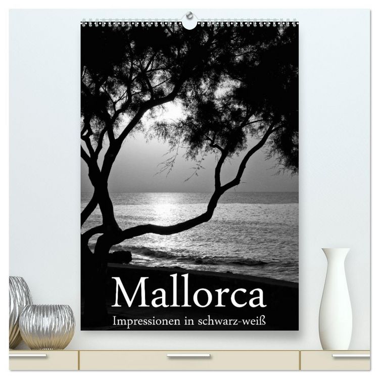 Produktbild: Mallorca Impressionen in schwarz-wei&szlig; (hochwertiger Premium Wandkalender 2026 DIN A2 hoch), Kunstdruck in Hochglanz