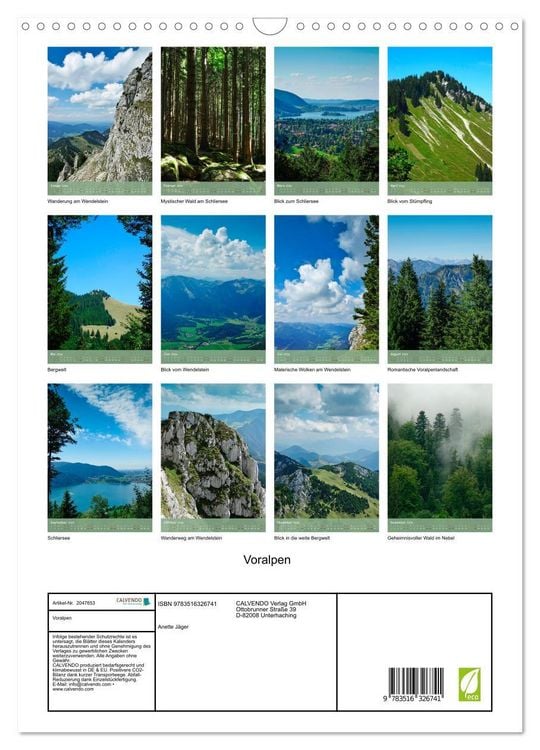 Produktbild: Voralpen (Wandkalender 2026 DIN A3 hoch), CALVENDO Monatskalender