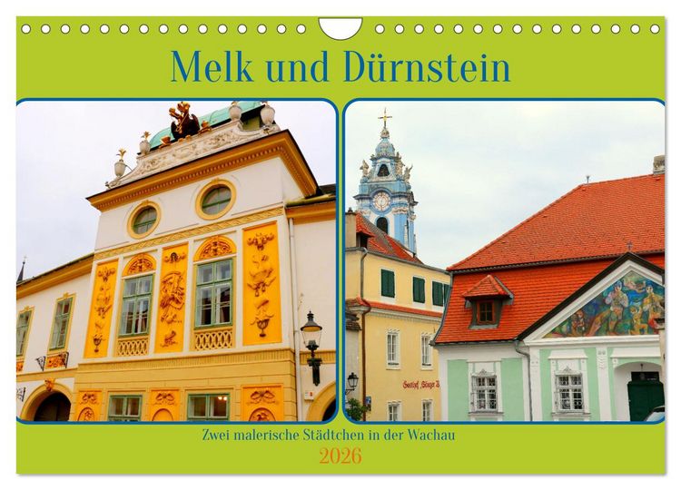 Produktbild: Melk und D&uuml;rnstein, zwei malerische St&auml;dtchen in der Wachau (Wandkalender 2026 DIN A4 quer), CALVENDO Monatskalender