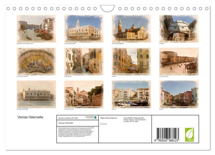 Produktbild: Venise l'&eacute;ternelle (Calendrier mural 2026 DIN A4 vertical), CALVENDO calendrier mensuel