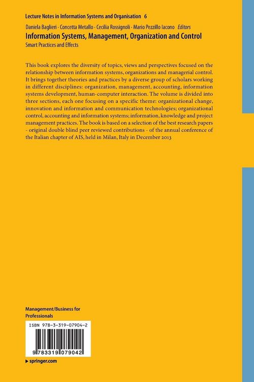 Produktbild: Information Systems, Management, Organization and Control