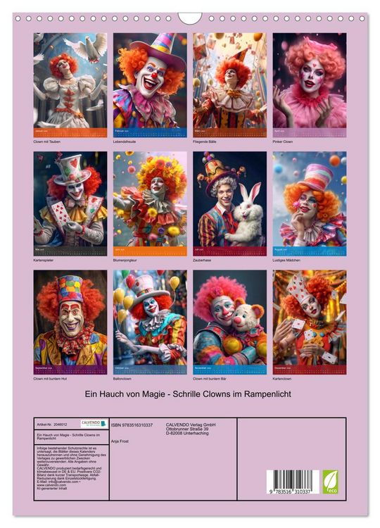 Produktbild: Ein Hauch von Magie - Schrille Clowns im Rampenlicht (Wandkalender 2026 DIN A3 hoch), CALVENDO Monatskalender