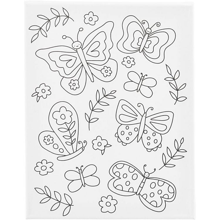 Produktbild: Creativ Company Mal-Leinwand mit Aufdruck, Schmetterlinge, T 1,6 cm, Gr&ouml;&szlig;e 24x30 cm, 360 g, 1 Stk