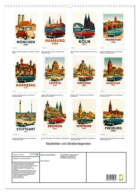 Produktbild: Stadtbilder und Stra&szlig;enlegenden (Wandkalender 2027 DIN A2 hoch), CALVENDO Monatskalender