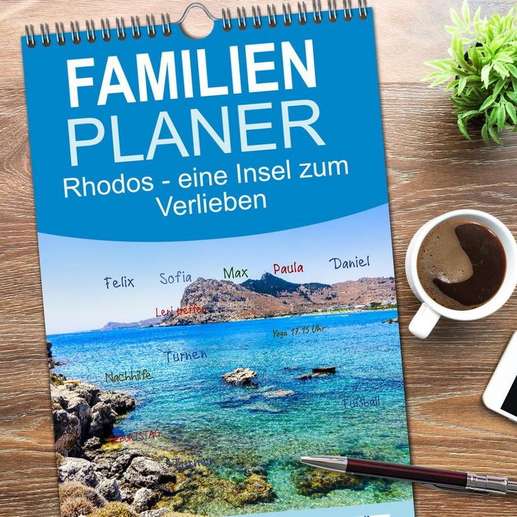 Produktbild: Familienplaner 2026 - Rhodos - eine Insel zum Verlieben mit 5 Spalten (Wandkalender, 21 x 45 cm) CALVENDO
