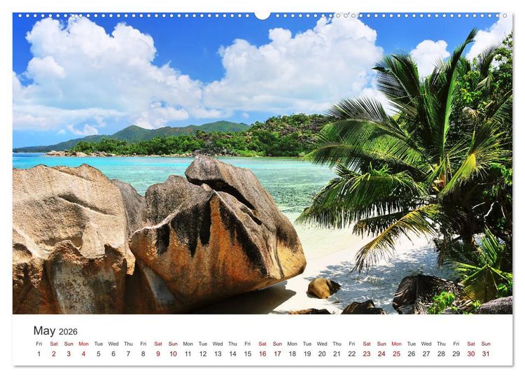 Produktbild: Dreamy Beaches of the Seychelles (High Quality Premium Wall Calendar 2026 DIN A2 landscape),CALVENDO 12 Month Wall Calendar