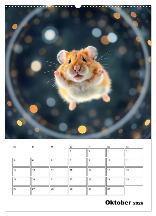 Produktbild: Space Hamster - Mit KI Hamster Astronauten im Weltall (Wandkalender 2026 DIN A2 hoch), CALVENDO Monatskalender