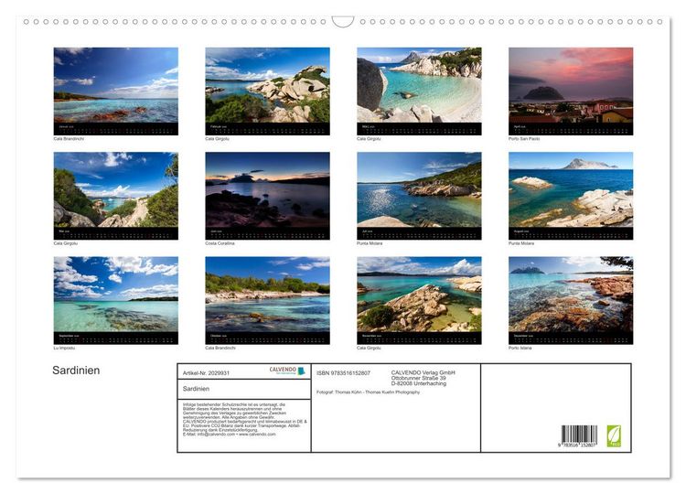 Produktbild: Sardinien (Wandkalender 2026 DIN A2 quer), CALVENDO Monatskalender