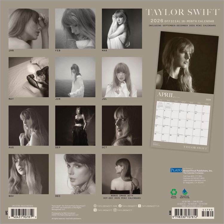 Produktbild: Taylor Swift Official 2026 12 X 24 Inch (Hanging) Monthly Square Wall Calendar