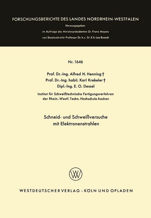 Produktbild: Schneid- und Schwei&szlig;versuche mit Elektronenstrahlen