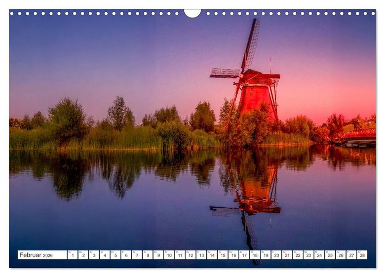 Produktbild: Die Windm&uuml;hlen von Kinderdijk - UNESCO Welterbe (Wandkalender 2026 DIN A3 quer), CALVENDO Monatskalender