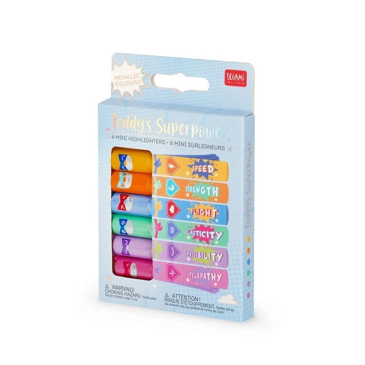 Produktbild: Legami 6 Mini-Textmarker-Set - Teddy&acute;s Superpower