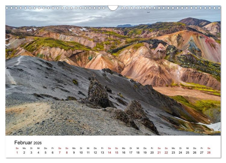 Produktbild: Island, Landmannalaugar: Regenbogenberge (Wandkalender 2026 DIN A3 quer), CALVENDO Monatskalender
