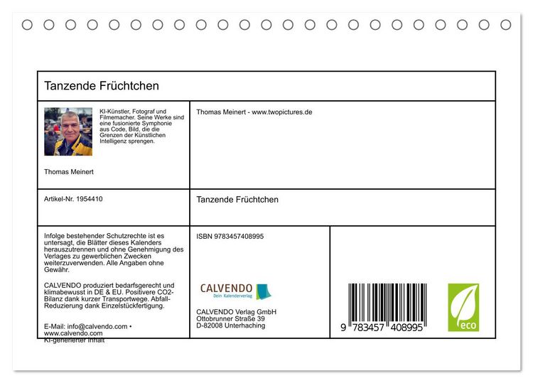Produktbild: Tanzende Fr&uuml;chtchen (Tischkalender 2026 DIN A5 quer), CALVENDO Monatskalender