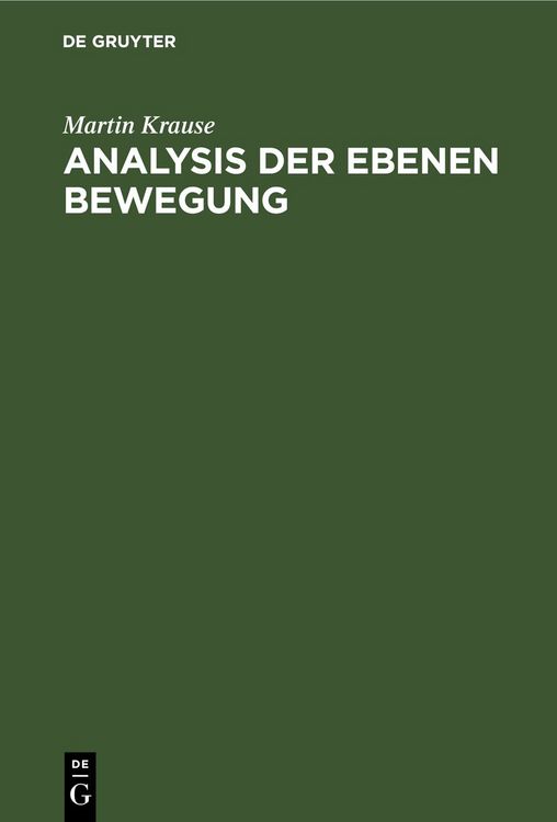 Produktbild: Analysis der Ebenen Bewegung
