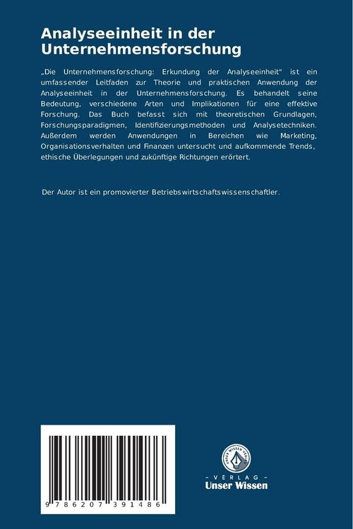 Produktbild: Analyseeinheit in der Unternehmensforschung