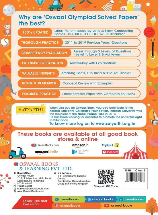 Produktbild: Oswaal One for All Olympiad Previous Years' Solved Papers, Class-3 English Book (For 2021-22 Exam)