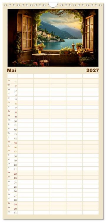 Produktbild: Familienplaner 2027 - Aus dem Fenster geblickt mit 5 Spalten (Wandkalender, 21 x 45 cm) CALVENDO