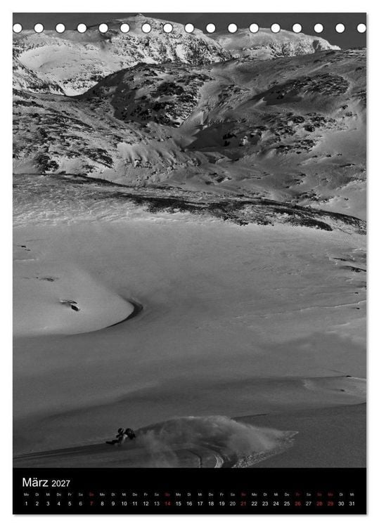 Produktbild: Monochrome Ski (Tischkalender 2027 DIN A5 hoch), CALVENDO Monatskalender