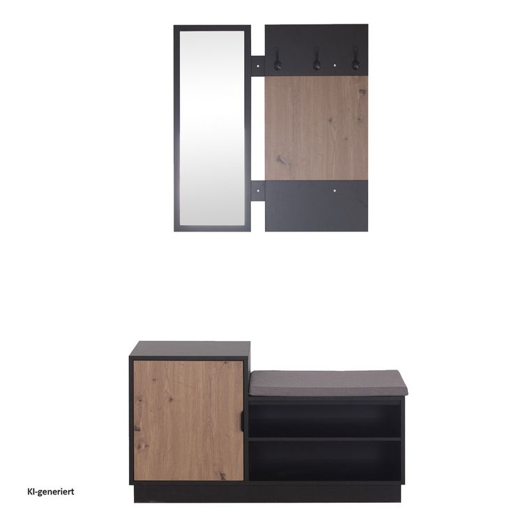 Produktbild: HTI-Living Garderobe Dana mit Schuhbank Schwarz Garderobe Dana mit Schuhbank Schwarz