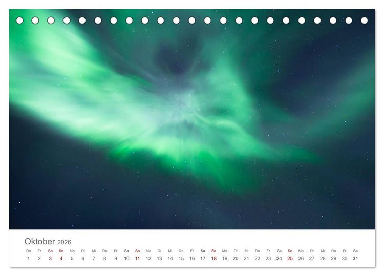 Produktbild: Nordlichter - Magische N&auml;chte in Skandinavien (Tischkalender 2026 DIN A5 quer), CALVENDO Monatskalender