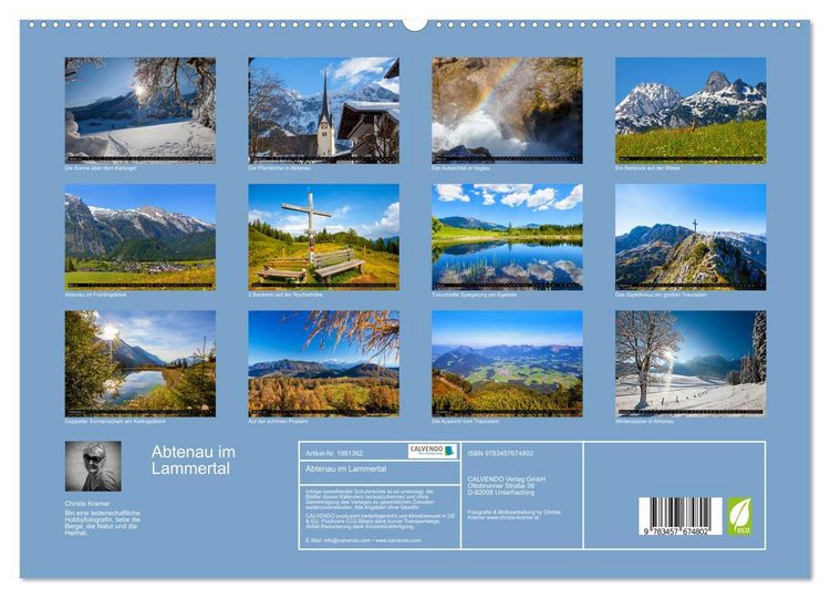 Produktbild: Abtenau im Lammertal (hochwertiger Premium Wandkalender 2026 DIN A2 quer), Kunstdruck in Hochglanz