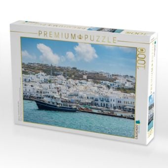 Produktbild: CALVENDO Puzzle Mykonos - Fischerboot im alten Hafen | 1000 Teile Lege-Gr&ouml;&szlig;e 64x48cm Foto-Puzzle f&uuml;r gl&uuml;ckliche Stunden