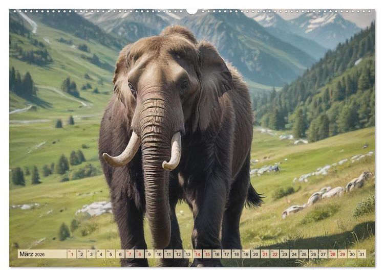 Produktbild: Riesen der Eiszeit &ndash; Ein Jahr voller Mammut Momente (Wandkalender 2026 DIN A2 quer), CALVENDO Monatskalender
