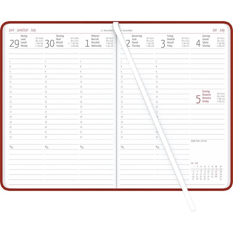 Wochenplaner Tucson rot 2026 - Büro-Kalender A5 - Cheftimer - red - 1 Woche 2 Seiten - 128 Seiten - Tucson-Einband - Zettler
