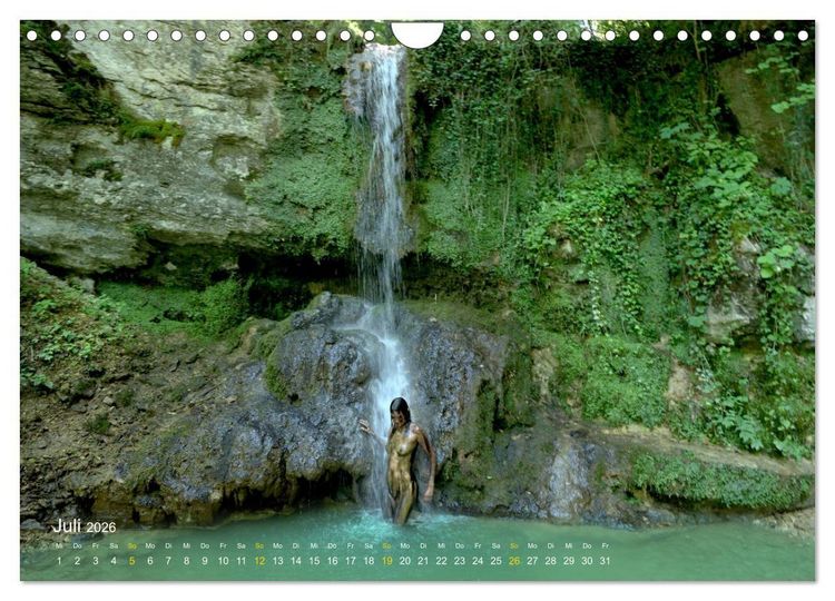 Produktbild: BODYPAINTING AM WASSERFALL VON LINN (Wandkalender 2026 DIN A4 quer), CALVENDO Monatskalender