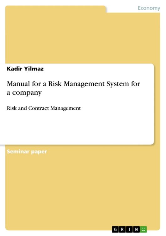 Produktbild: Manual for a Risk Management System for a company