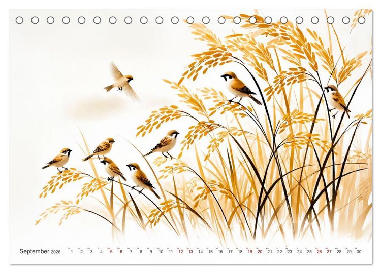 Produktbild: Federleicht - Vogelwelt im Stile asiatischer Tuschmalerei (Tischkalender 2026 DIN A5 quer), CALVENDO Monatskalender