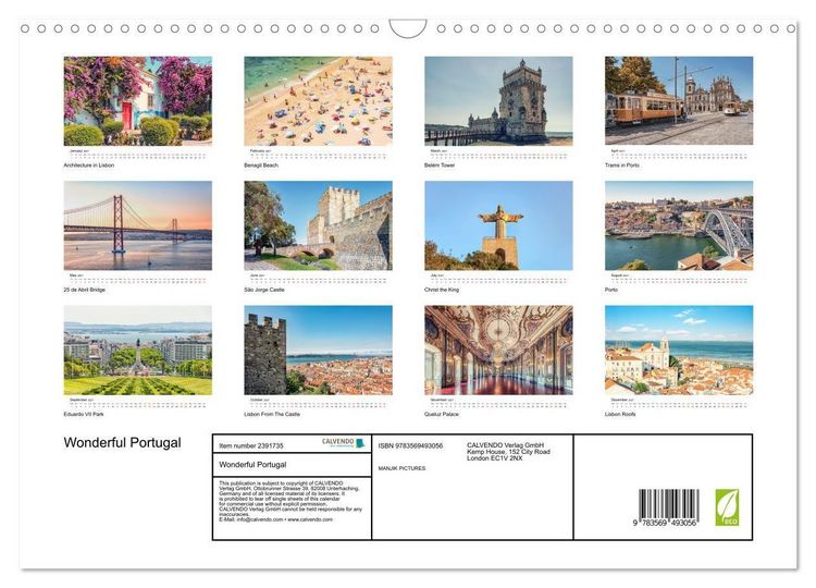 Produktbild: Wonderful Portugal (Wall Calendar 2027 DIN A3 landscape), CALVENDO 12 Month Wall Calendar