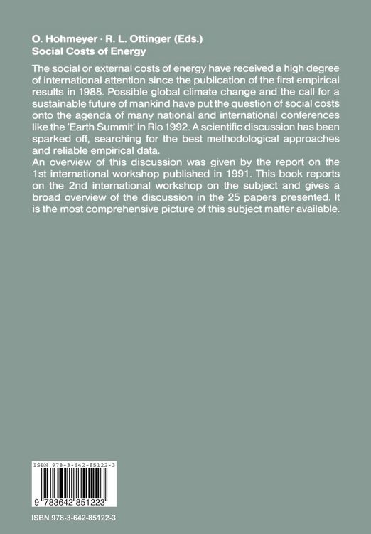 Produktbild: Social Costs of Energy