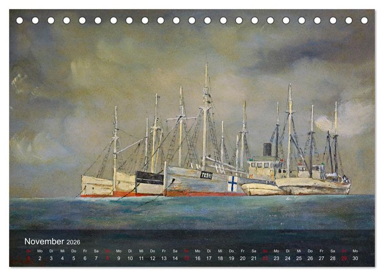 Produktbild: Segel am Horizont - Marinemaler Alfred Jahnke (Tischkalender 2026 DIN A5 quer), CALVENDO Monatskalender