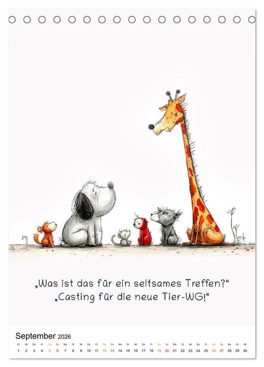 Produktbild: Tierische. Witzig. Wahr. (Tischkalender 2026 DIN A5 hoch), CALVENDO Monatskalender