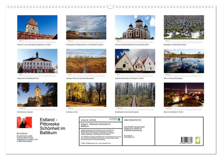 Produktbild: Estland - Pittoreske Sch&ouml;nheit im Baltikum (Wandkalender 2026 DIN A2 quer), CALVENDO Monatskalender