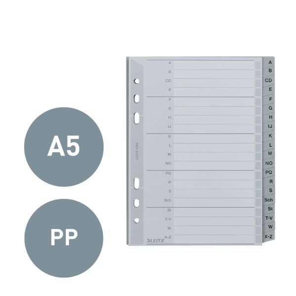 Produktbild: LEITZ Plastikregister A-Z grau DIN A5