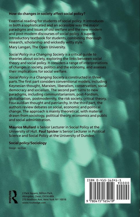 Produktbild: Social Policy in a Changing Society