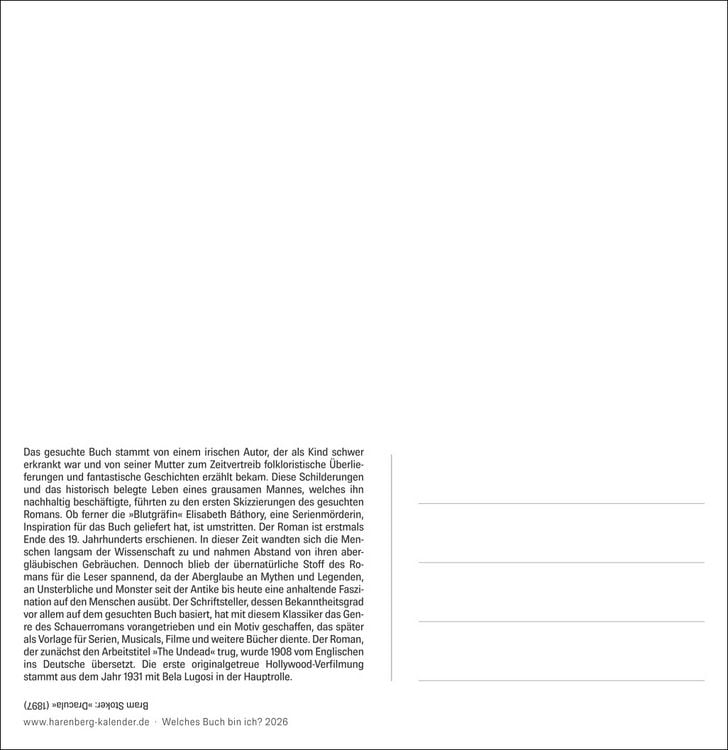 Produktbild: Welches Buch bin ich? Premium-Postkartenkalender 2026 - Literarischer Rätselkalender