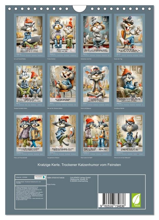 Produktbild: Kratzige Kerle. Trockener Katzenhumor vom Feinsten (Wandkalender 2026 DIN A4 hoch), CALVENDO Monatskalender