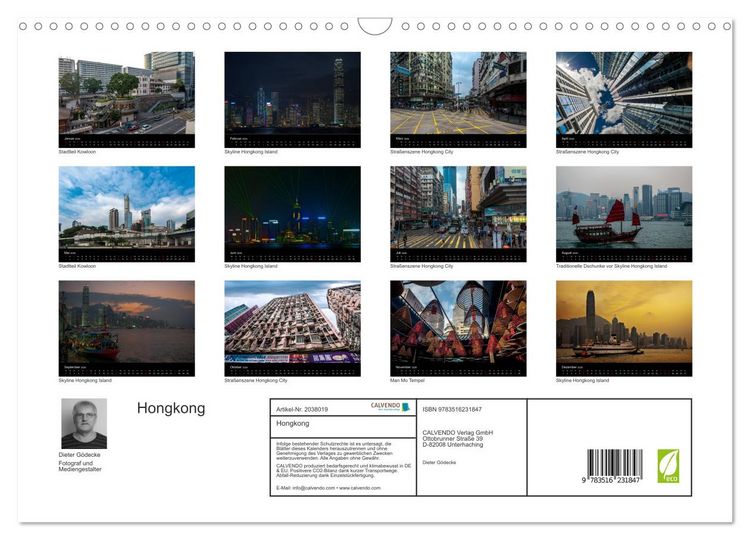Produktbild: Hongkong (Wandkalender 2026 DIN A3 quer), CALVENDO Monatskalender