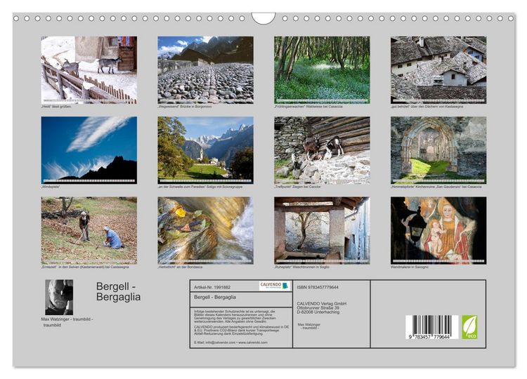 Produktbild: Bergell - Bergaglia (Wandkalender 2026 DIN A3 quer), CALVENDO Monatskalender