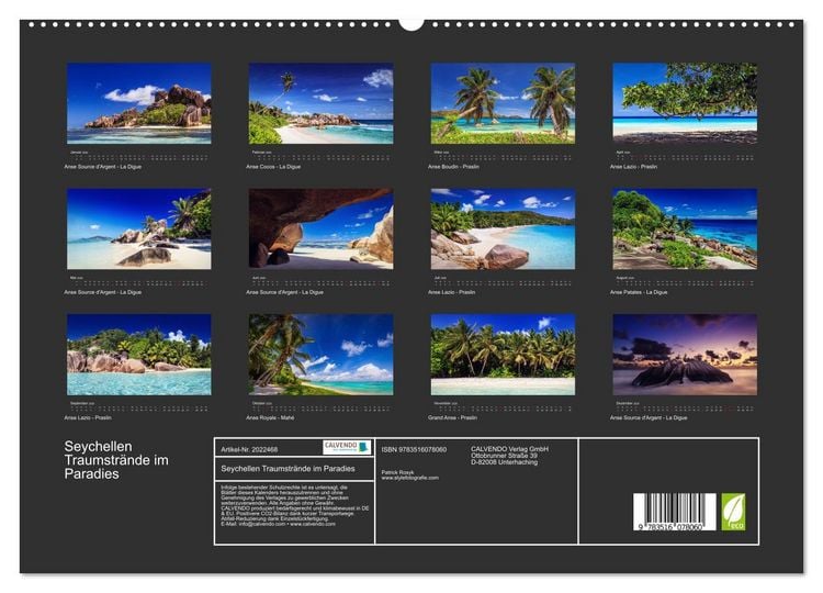 Produktbild: Seychellen Traumstr&auml;nde im Paradies (hochwertiger Premium Wandkalender 2026 DIN A2 quer), Kunstdruck in Hochglanz