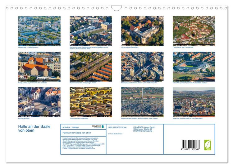 Produktbild: Halle an der Saale von oben (Wandkalender 2026 DIN A3 quer), CALVENDO Monatskalender
