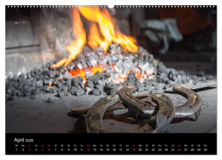 Produktbild: Hufschmiede - Impressionen eines alten Handwerks (Wandkalender 2026 DIN A2 quer), CALVENDO Monatskalender