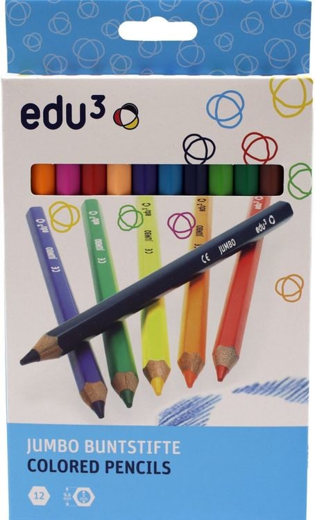 Produktbild: edu&sup3; Jumbo sechskant Buntstifte, 12er Set