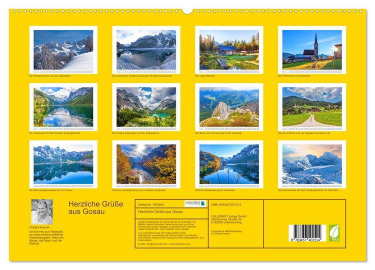 Produktbild: Herzliche Gr&uuml;&szlig;e aus Gosau (hochwertiger Premium Wandkalender 2026 DIN A2 quer), Kunstdruck in Hochglanz